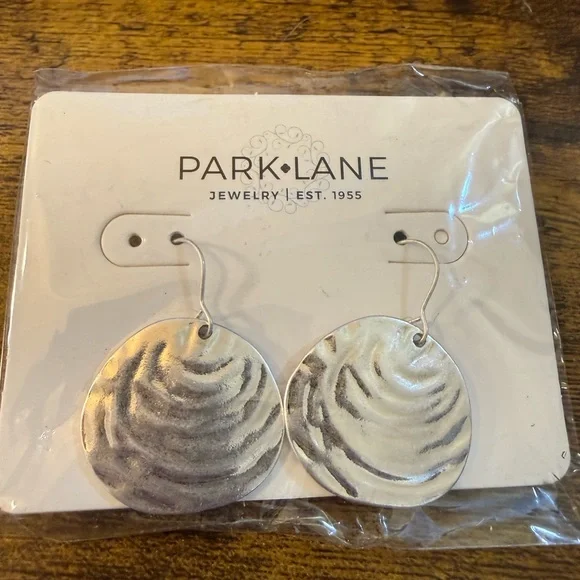 Park Lane Silver Ripple Disc Drop Earrings - Picture 4 of 4